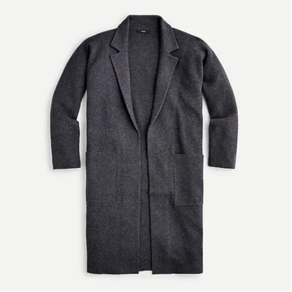 J. Crew Ella Open-front Long Sweater-blazer in Heather Charcoal Grey - Picture 1 of 8